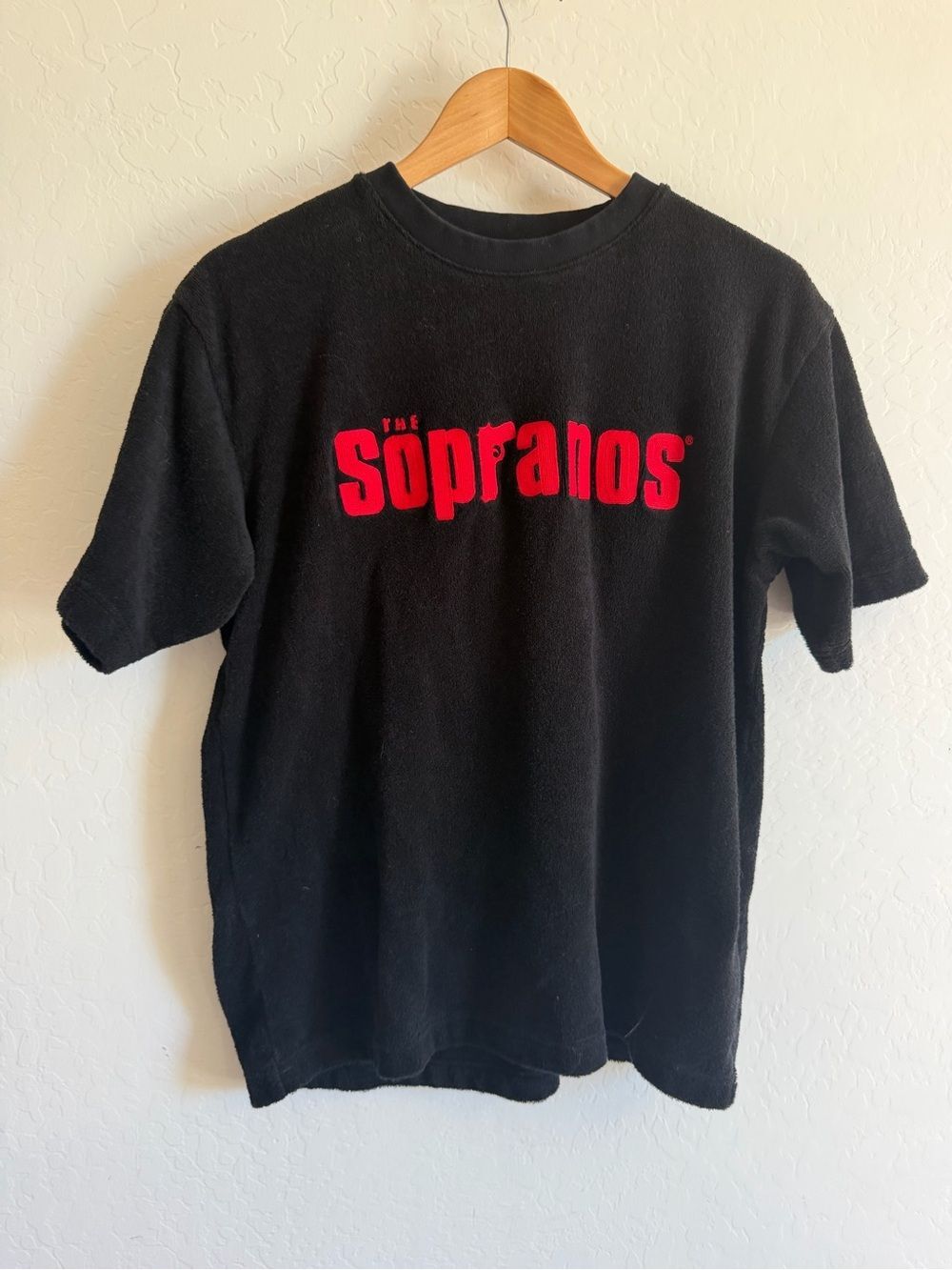 The Sopranos x Tombolo Black Souvenir Terry Cloth Tee Short Sleeve Shirt Size S